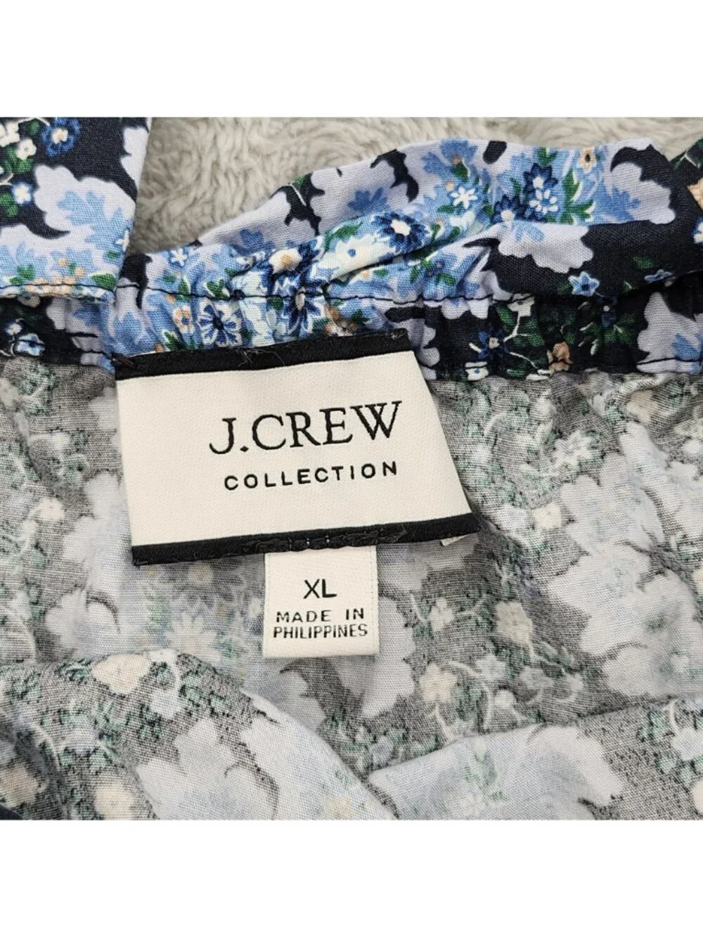 J Crew Tie Shoulder Tank Top XL Paisley Boho Coastal Festival Organic Cotton